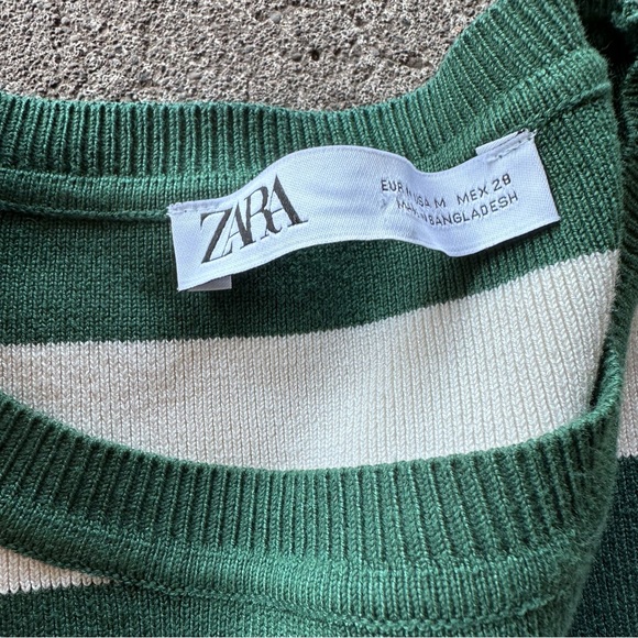 Zara Green Striped Long Sleeve Crewneck Sweatshirt - Picture 4 of 4